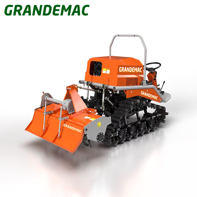 Multi-functional Diesel Micro-cultivator Riding Type Agricultural Rotary Tiller Tractor with Rubber Track
