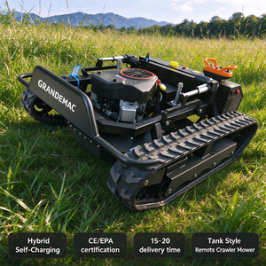 Hybrid Gas-Electric RC Tracked Lawn Mower | 1000mm Cutting Width, 60&deg; Slope Mowing Robot